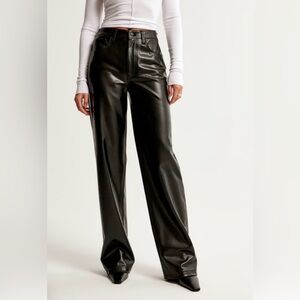 Abercrombie & Fitch Black Vegan Leather Wide Leg Pants